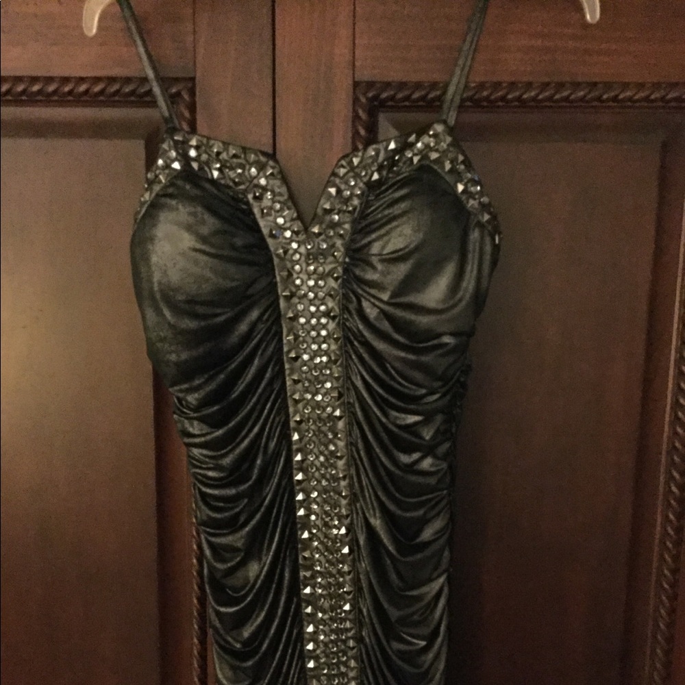 Bebe Black Metallic Dress with bling!